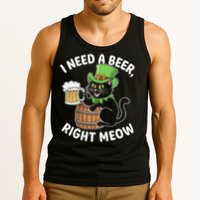 I Need a Beer Right Meow Funny Cat Drink beer St Patricks Tank Top