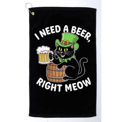 I Need a Beer Right Meow Funny Cat Drink beer St Patricks Golf Towel