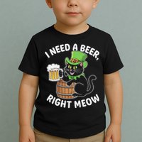 I Need a Beer Right Meow Funny Cat Drink beer St Patricks Toddler T-Shirt