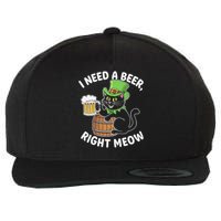 I Need a Beer Right Meow Funny Cat Drink beer St Patricks Wool Snapback Cap