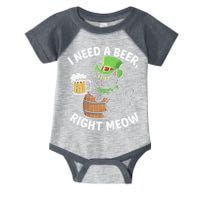 I Need a Beer Right Meow Funny Cat Drink beer St Patricks Infant Baby Jersey Bodysuit