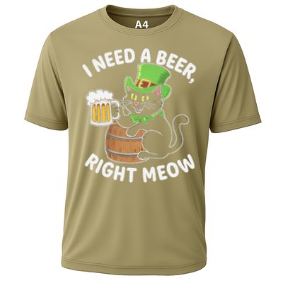 I Need a Beer Right Meow Funny Cat Drink beer St Patricks Performance Shirt