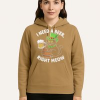 I Need a Beer Right Meow Funny Cat Drink beer St Patricks Hoodie