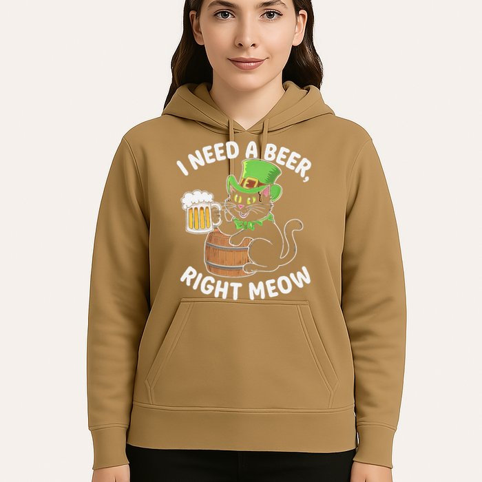 I Need a Beer Right Meow Funny Cat Drink beer St Patricks Hoodie