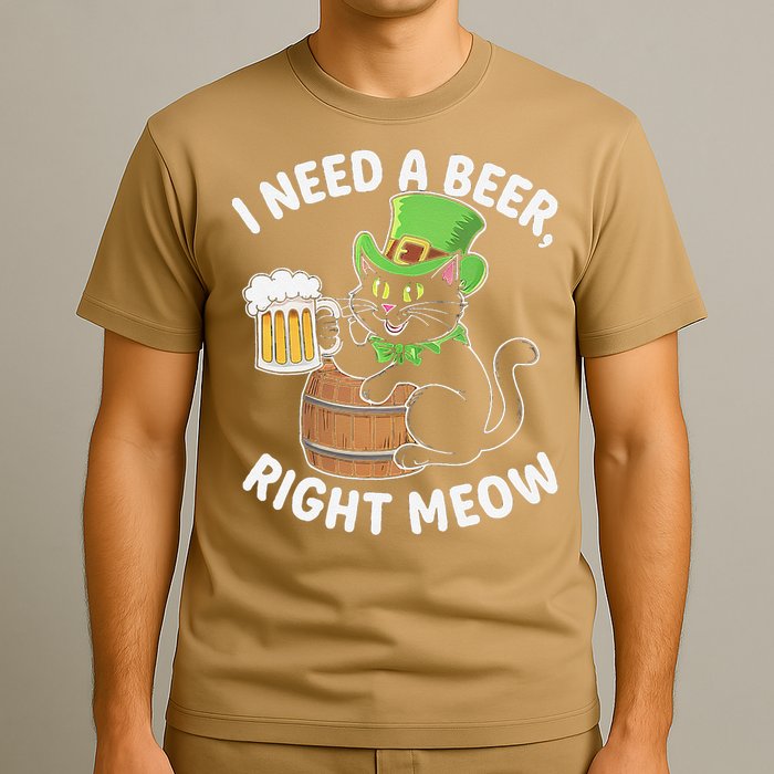 I Need a Beer Right Meow Funny Cat Drink beer St Patricks T-Shirt