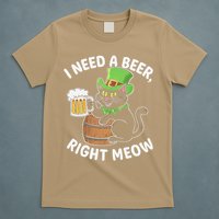 I Need a Beer Right Meow Funny Cat Drink beer St Patricks T-Shirt