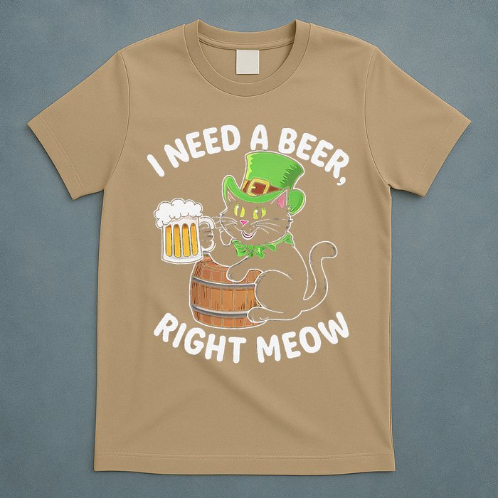 I Need a Beer Right Meow Funny Cat Drink beer St Patricks T-Shirt