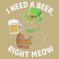 I Need a Beer Right Meow Funny Cat Drink beer St Patricks T-Shirt