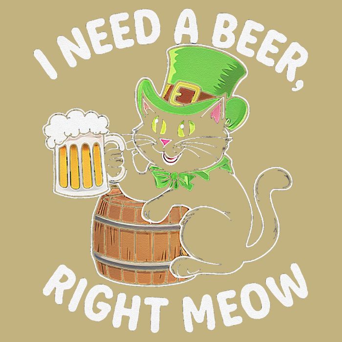 I Need a Beer Right Meow Funny Cat Drink beer St Patricks T-Shirt