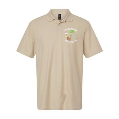 I Need a Beer Right Meow Funny Cat Drink beer St Patricks Polo