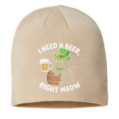 I Need a Beer Right Meow Funny Cat Drink beer St Patricks Sustainable Beanie