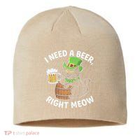 I Need a Beer Right Meow Funny Cat Drink beer St Patricks Sustainable Beanie