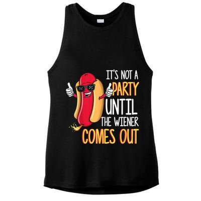 It's Not A Party Until The Wiener Comes Out Funny Hot Dog Ladies PosiCharge Tri-Blend Wicking Tank