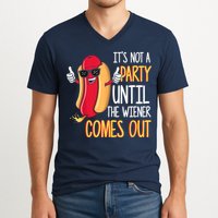 It's Not A Party Until The Wiener Comes Out Funny Hot Dog V-Neck T-Shirt
