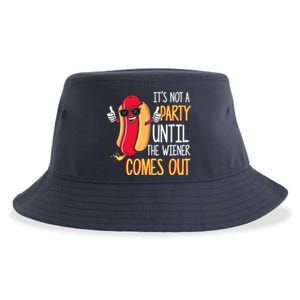 It's Not A Party Until The Wiener Comes Out Funny Hot Dog Sustainable Bucket Hat