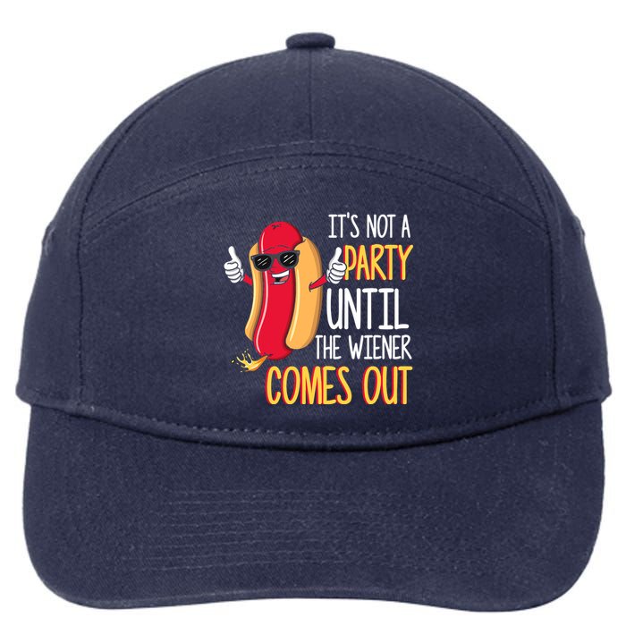 It's Not A Party Until The Wiener Comes Out Funny Hot Dog 7-Panel Snapback Hat