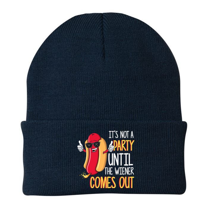 It's Not A Party Until The Wiener Comes Out Funny Hot Dog Knit Cap Winter Beanie