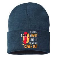 It's Not A Party Until The Wiener Comes Out Funny Hot Dog Sustainable Knit Beanie