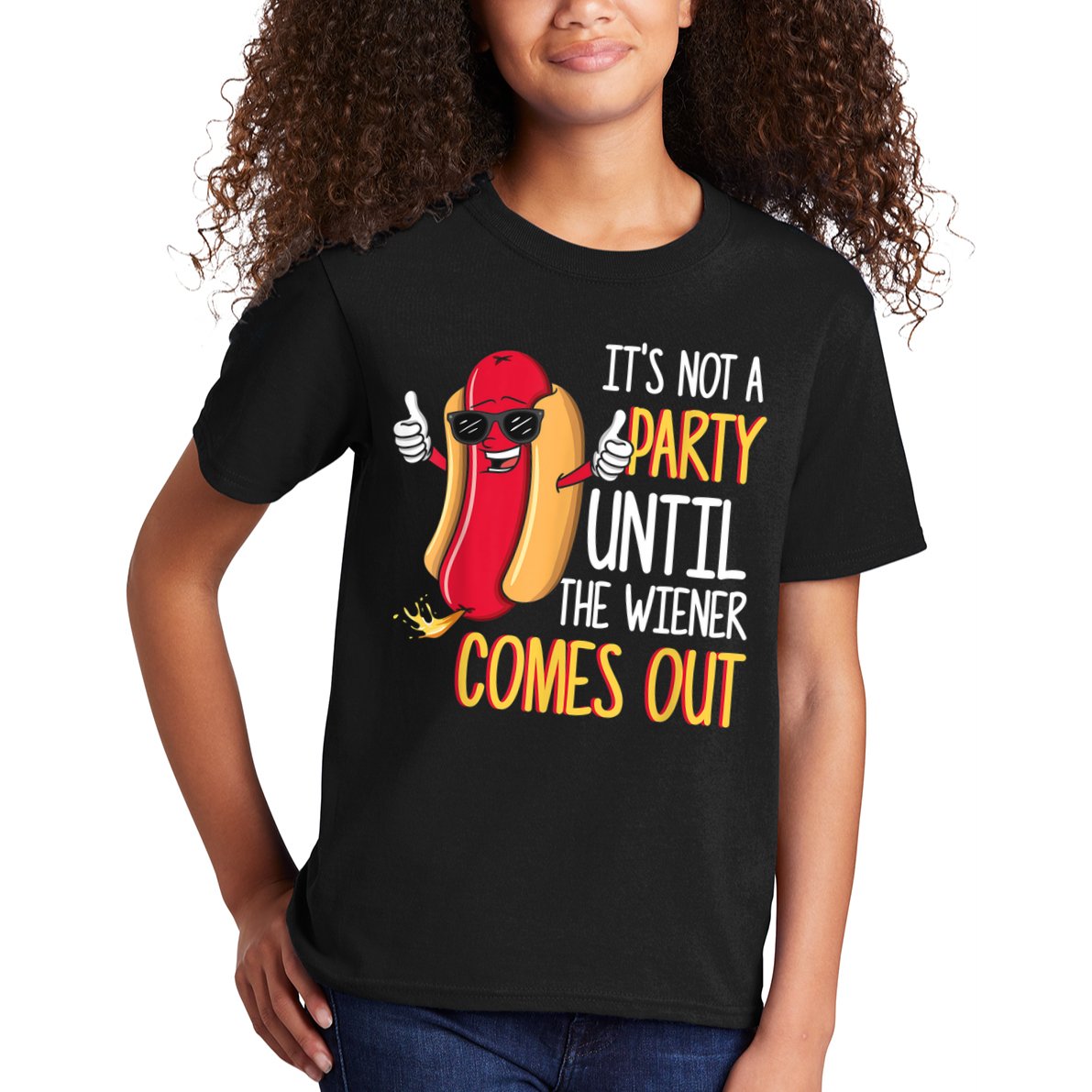 It's Not A Party Until The Wiener Comes Out Funny Hot Dog Kids T-Shirt