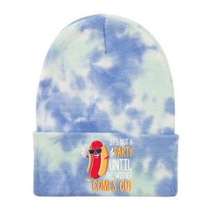 It's Not A Party Until The Wiener Comes Out Funny Hot Dog Tie Dye 12in Knit Beanie