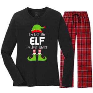 IM Not An Elf IM Just Short Family Christmas Pjs Matching Women's Long Sleeve Flannel Pajama Set 