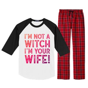 Im Not A Witch Im Your Wife Funny Halloween Gift Raglan Sleeve Pajama Set