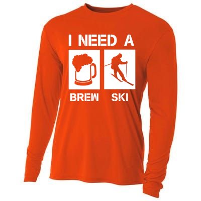 I Need A Brewski Funny Beer Ing Skier Ski Snowboarder Gift Cooling Performance Long Sleeve Crew