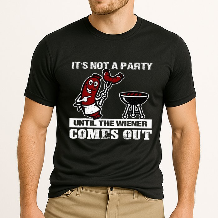 ItS Not A Party Until The Wiener Comes Out Hot Dog Bbq Cooling Performance Crew T-Shirt