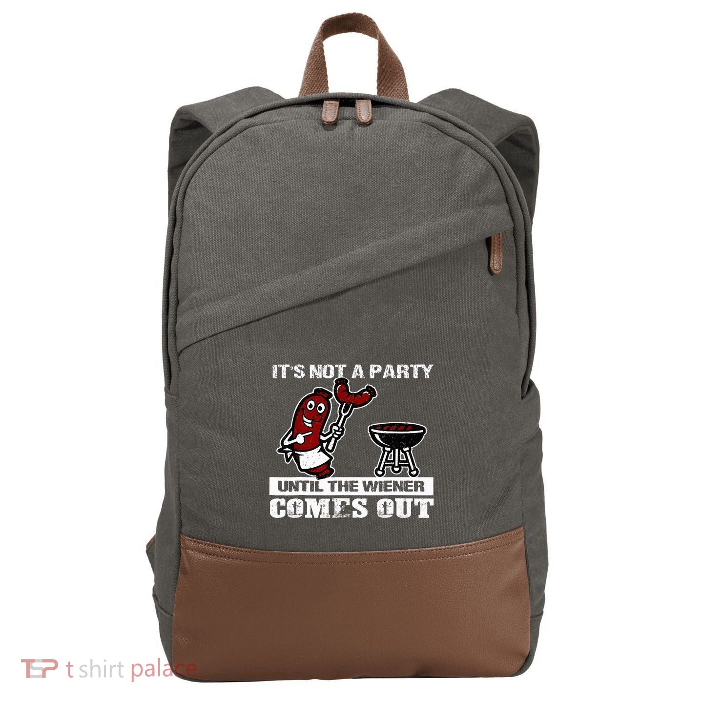 ItS Not A Party Until The Wiener Comes Out Hot Dog Bbq Cotton Canvas Backpack