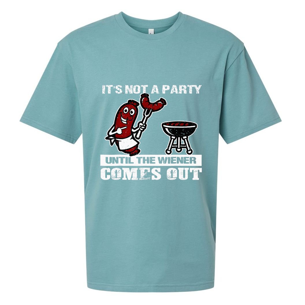 ItS Not A Party Until The Wiener Comes Out Hot Dog Bbq Sueded Cloud Jersey T-Shirt
