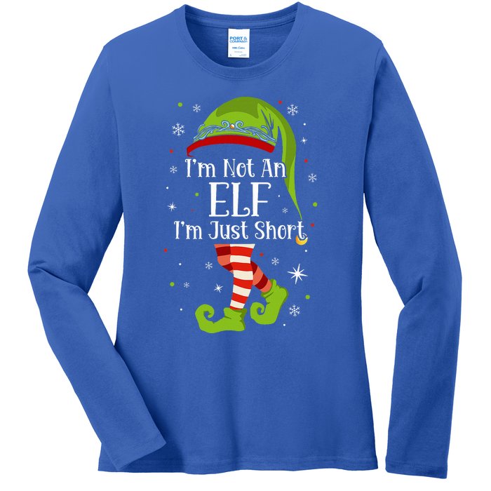 I'm Not An Elf Im Just Short Funny Christmas Matching Family  Ladies Long Sleeve Shirt