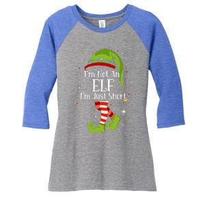 I'm Not An Elf Im Just Short Funny Christmas Matching Family  Women's Tri-Blend 3/4-Sleeve Raglan Shirt