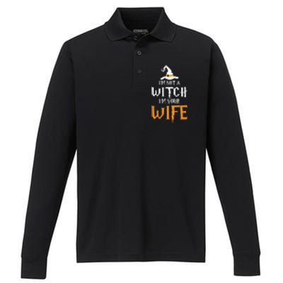 IM Not A Witch IM Your Wife Matching Couples Halloween Gift Performance Long Sleeve Polo