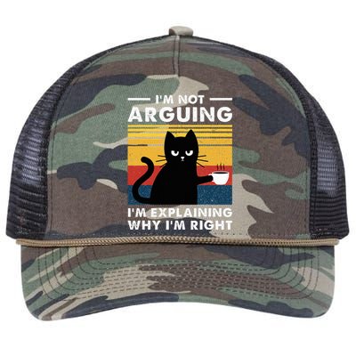 IM Not Arguing IM Just Explaining Why IM Right Funny Cat Retro Rope Trucker Hat Cap