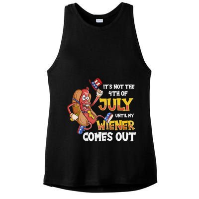 Its Not A Party Until My Wiener Comes Out 4th of July Wiener Ladies PosiCharge Tri-Blend Wicking Tank