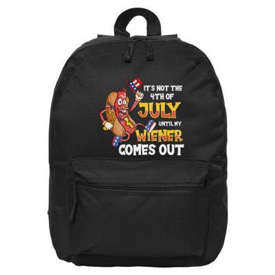 Its Not A Party Until My Wiener Comes Out 4th of July Wiener 16 in Basic Backpack