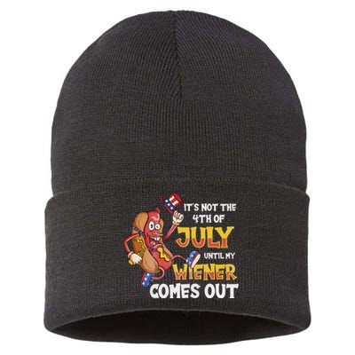 Its Not A Party Until My Wiener Comes Out 4th of July Wiener Sustainable Knit Beanie