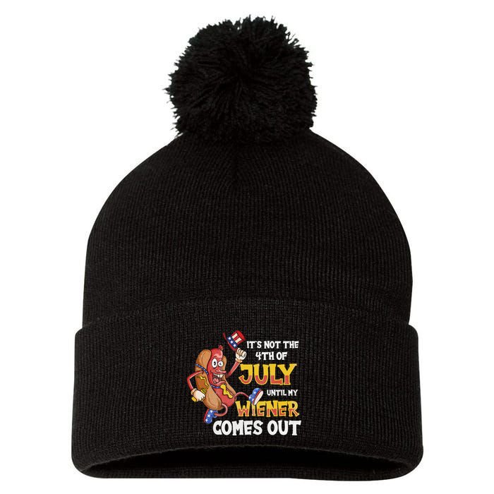 Its Not A Party Until My Wiener Comes Out 4th of July Wiener Pom Pom 12in Knit Beanie