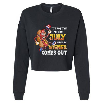 Its Not A Party Until My Wiener Comes Out 4th of July Wiener Cropped Pullover Crew