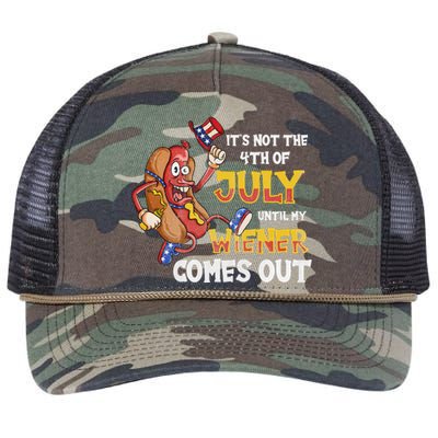 Its Not A Party Until My Wiener Comes Out 4th of July Wiener Retro Rope Trucker Hat Cap