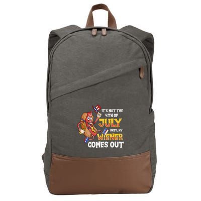 Its Not A Party Until My Wiener Comes Out 4th of July Wiener Cotton Canvas Backpack