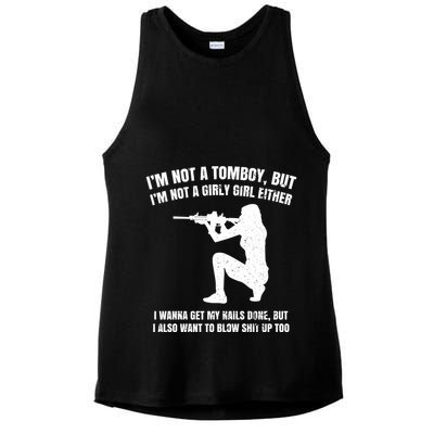 IM Not A Tomboy But IM Not A Girly Girl Either Ladies PosiCharge Tri-Blend Wicking Tank