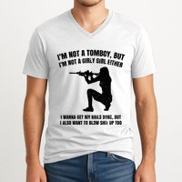 IM Not A Tomboy But IM Not A Girly Girl Either V-Neck T-Shirt