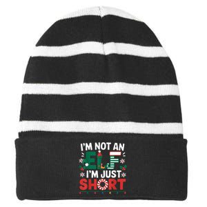 IM Not An Elf Im Just Short Funny Christmas Matching Family Striped Beanie with Solid Band