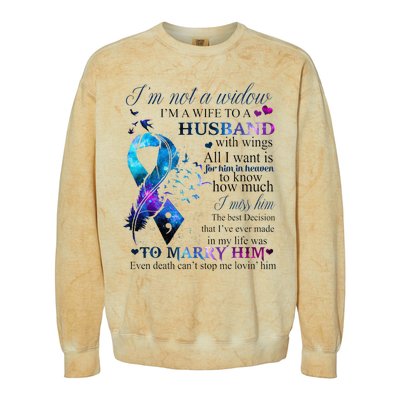 IM Not A Widow IM A Wife To A Beautiful Husband With Wings Colorblast Crewneck Sweatshirt