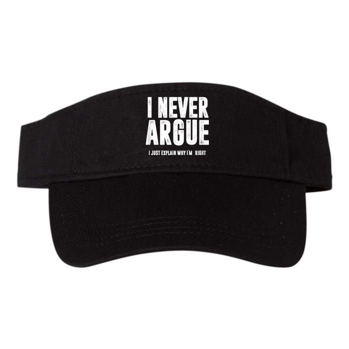 I Never Argue I Just Explain Why Im Right Valucap Bio-Washed Visor