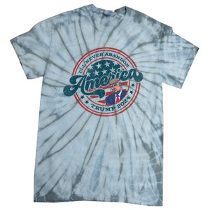 Ill Never Abandon America Patriotic Logo Donald Trump 2024 Tie-Dye T-Shirt