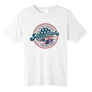 Ill Never Abandon America Patriotic Logo Donald Trump 2024 Tall Fusion ChromaSoft Performance T-Shirt