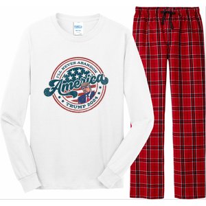 Ill Never Abandon America Patriotic Logo Donald Trump 2024 Long Sleeve Pajama Set