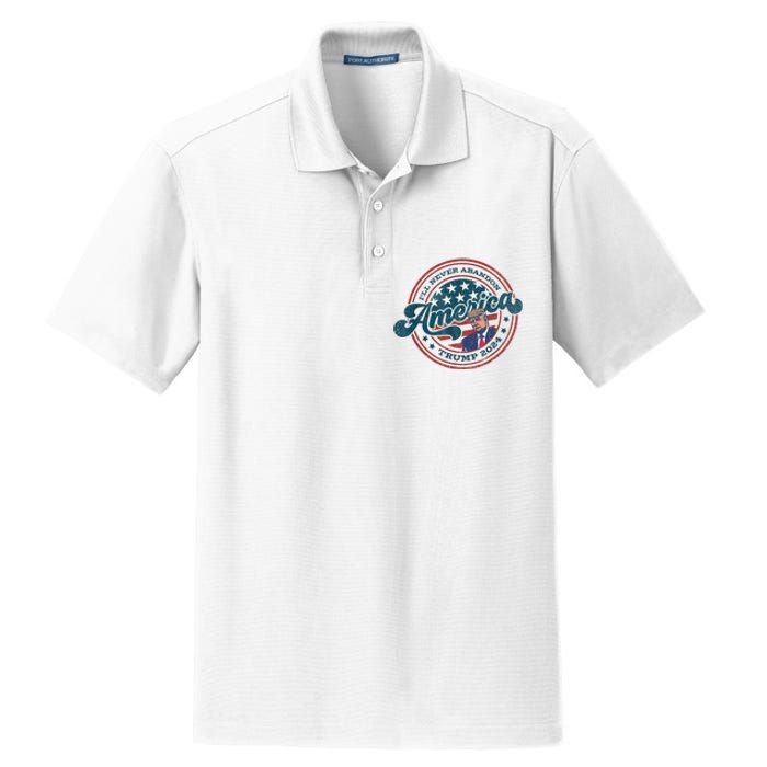 Ill Never Abandon America Patriotic Logo Donald Trump 2024 Dry Zone Grid Polo